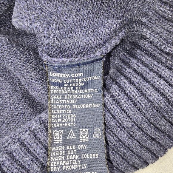 Tommy Hilfiger Men's Medium Blue Crewneck Pullover Knit Sweater Embroidered Logo - Picture 5 of 6